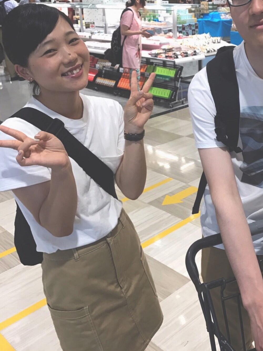 「LOWRYS FARMのハイショクステッチミニスカート　783444 （スカート、ベージュ系）」を使った、Mayu  さん（レディース・157cm）の秋コーディネートの1枚目の写真