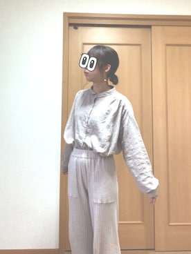 「Samansa Mos2（サマンサ モスモス）の部分レースブラウス（シャツ/ブラウス、グレー系）」を使った、ももちさん（レディース・156cm）の秋コーディネート