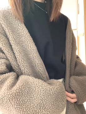 「GU（ジーユー）のアイテム（ジャケット/アウター、ブラウン系）」を使った、ももちさん（レディース・156cm）の冬コーディネート