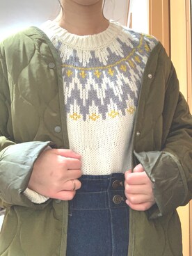 「Samansa Mos2（サマンサ モスモス）のアイテム（ニット/セーター、ホワイト系）」を使った、ももちさん（レディース・156cm）の冬コーディネート