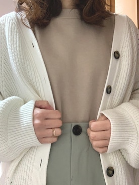 「Green　Parks（グリーンパークス）のアイテム（トップス、ベージュ系）」を使った、ももちさん（レディース・156cm）の冬コーディネート