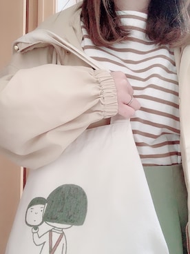 「studio CLIP（スタディオクリップ）のアイテム（トップス、ホワイト系）」を使った、ももちさん（レディース・156cm）の春コーディネート