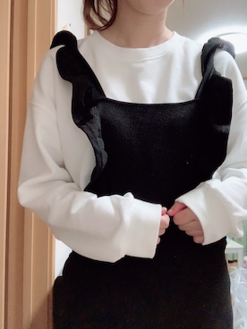 「GU（ジーユー）のアイテム（トップス、ホワイト系）」を使った、ももちさん（レディース・156cm）の春コーディネート