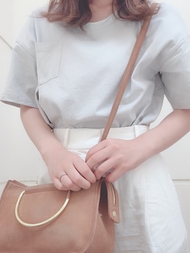 「Samansa Mos2（サマンサ モスモス）のアイテム（Tシャツ/カットソー、グレー系）」を使った、ももちさん（レディース・156cm）の夏コーディネート
