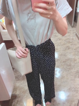 「studio CLIP（スタディオクリップ）のアイテム（トップス、グリーン系）」を使った、ももちさん（レディース・156cm）の夏コーディネート