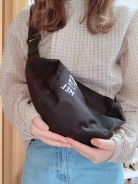 「ehka sopo（エヘカソポ）のサッカーチェックブラウス（シャツ/ブラウス、ベージュ系）」を使った、ももちさん（レディース・156cm）の秋コーディネート