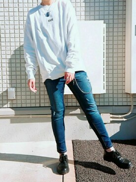 「RAGEBLUE（レイジブルー）のアイテム（ウォレットチェーン）」を使った、Hiroさん（メンズ・171cm）の秋コーディネート