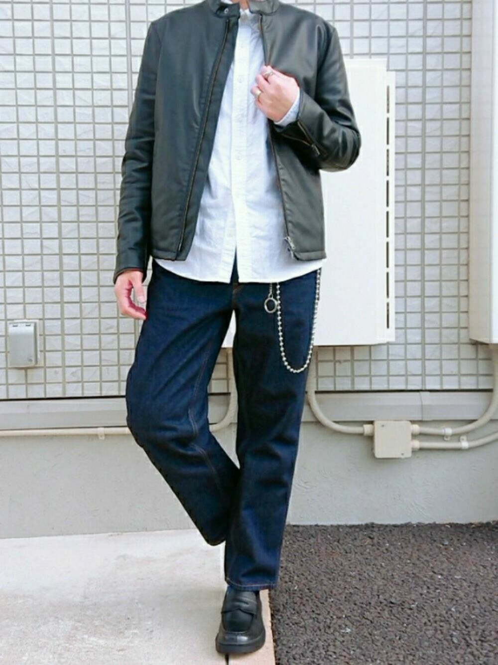 Hiroさんの「（GU）ジャージヘリンボンシャツ（長袖）（GU）」を使ったコーディネート