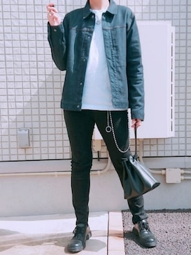 「無印良品（ムジルシリョウヒン）のアイテム（デニムジャケット）」を使った、Hiroさん（メンズ・171cm）の春コーディネート