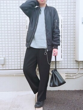 「H&M（エイチ・アンド・エム）のアイテム（MA-1）」を使った、Hiroさん（メンズ・171cm）の春コーディネート