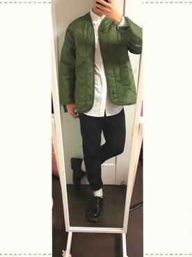 「Dr. Martens（ドクターマーチン）のDr.Martens (ドクターマーチン)/1461 3EYE GIBSON SHOES（その他シューズ）」を使った、まーてぃーまくふらいさん（メンズ・169cm）の冬コーディネート