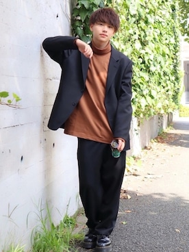 「UNIQLO（ユニクロ）のタートルネックT（長袖）（Tシャツ/カットソー）」を使った、tamonさん（メンズ・166cm）の秋コーディネート