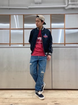 「でにむ」｜「アイテム（ジャージ）」を使った、Linさん（メンズ・177cm）の春コーディネート