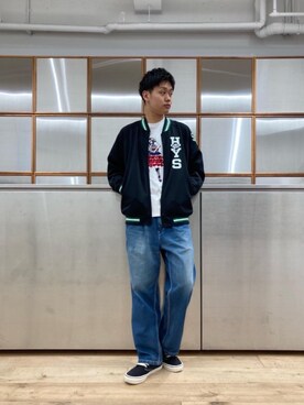 「でにむ」｜「アイテム（ジャージ）」を使った、Linさん（メンズ・177cm）の春コーディネート