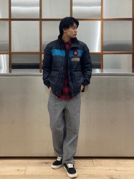 「シャツ 」｜「アイテム（ブルゾン）」を使った、Linさん（メンズ・177cm）の冬コーディネート