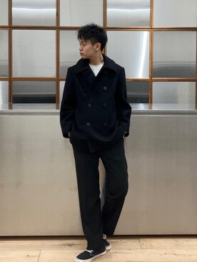 「HYSTERIC GLAMOUR（ヒステリックグラマー）のアイテム（ピーコート）」を使った、Linさん（メンズ・177cm）の冬コーディネート