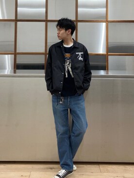 「ロンt」｜「アイテム（ジャケット/アウター）」を使った、Linさん（メンズ・177cm）の冬コーディネート