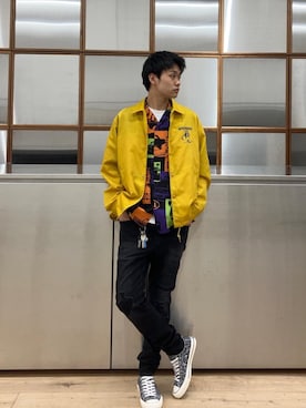 「シャツ 」｜「アイテム（ブルゾン）」を使った、Linさん（メンズ・177cm）の春コーディネート