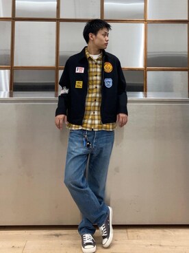 「シャツ 」｜「アイテム（ブルゾン）」を使った、Linさん（メンズ・177cm）の秋コーディネート