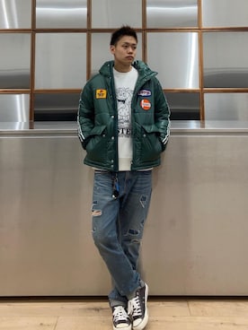 「撥水」｜「アイテム（ブルゾン）」を使った、Linさん（メンズ・177cm）の秋コーディネート