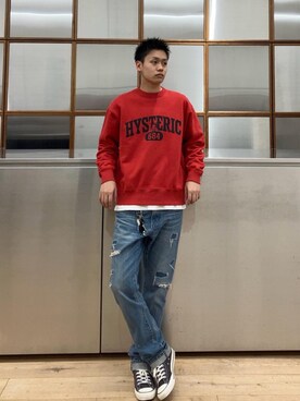 「でにむ」｜「アイテム（スウェット）」を使った、Linさん（メンズ・177cm）の冬コーディネート
