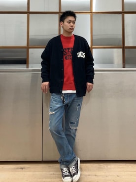 「でにむ」｜「アイテム（スウェット）」を使った、Linさん（メンズ・177cm）の冬コーディネート