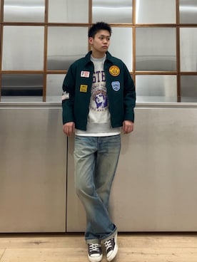 「でにむ」｜「アイテム（スウェット）」を使った、Linさん（メンズ・177cm）の冬コーディネート