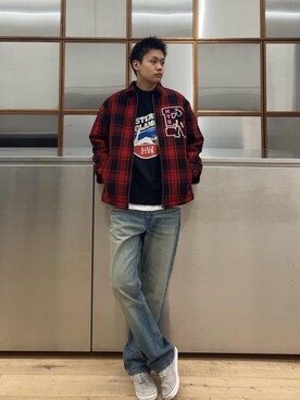 「でにむ」｜「アイテム（スウェット）」を使った、Linさん（メンズ・177cm）の冬コーディネート