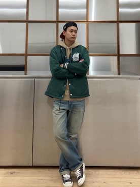 「でにむ」｜「アイテム（ブルゾン）」を使った、Linさん（メンズ・177cm）の冬コーディネート