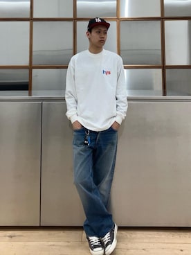 「でにむ」｜「アイテム（キャップ）」を使った、Linさん（メンズ・177cm）の冬コーディネート