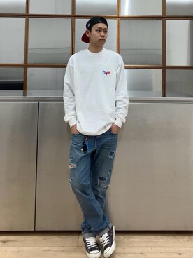 「でにむ」｜「アイテム（キャップ）」を使った、Linさん（メンズ・177cm）の冬コーディネート