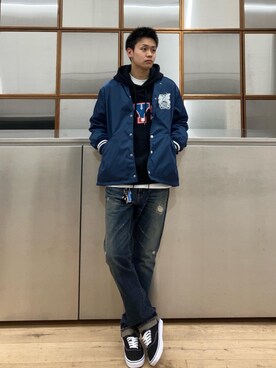 「でにむ」｜「アイテム（ブルゾン）」を使った、Linさん（メンズ・177cm）の冬コーディネート