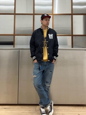 「でにむ」｜「アイテム（ブルゾン）」を使った、Linさん（メンズ・177cm）の冬コーディネート