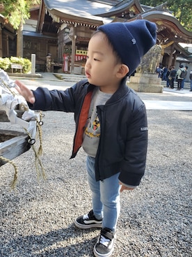 「GERRY（ジェリー）のアイテム（帽子）」を使った、haru☺︎さん（キッズ・90cm）の秋コーディネート