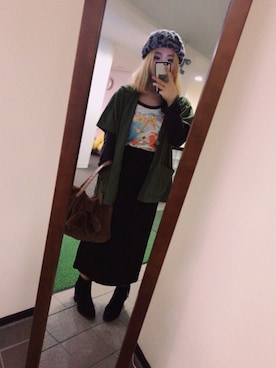 「khaki」｜「アイテム（ブーティ）」を使った、海月🌈🌻🐈彩花さん（レディース・155cm）の秋コーディネート