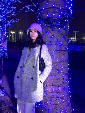 「Abercrombie&Fitch（アバークロンビーアンドフィッチ）のアイテム（チェスターコート）」を使った、mika さん（レディース・170cm）の冬コーディネート