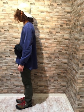 「Gramicci（グラミチ）のアイテム（スウェット）」を使った、RiNc盛岡さん（メンズ・170cm）の春コーディネート