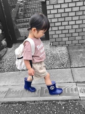 「こども ビームス（コドモビームス）のアイテム（レインシューズ）」を使った、____khr.sさん（キッズ・74cm）の夏コーディネート