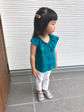 「アイテム（ビーチサンダル）」を使った、____khr.sさん（キッズ・74cm）の夏コーディネート