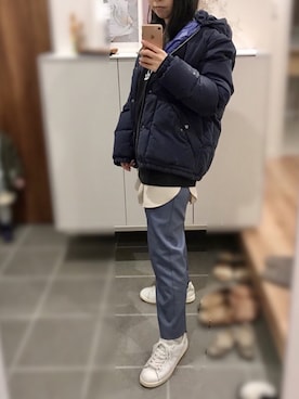 「BAYFLOW(BAYFLOW)」｜「アイテム（ダウンジャケット/コート）」を使った、____khr.sさん（レディース・153cm）の冬コーディネート