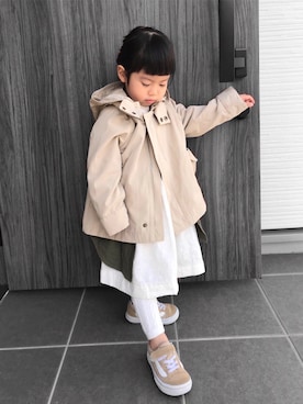 「petit main（プティマイン）のアイテム（その他アウター）」を使った、____khr.sさん（キッズ・90cm）の冬コーディネート
