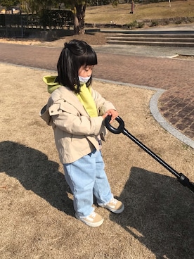 「petit main（プティマイン）のアイテム（その他アウター）」を使った、____khr.sさん（キッズ・90cm）の冬コーディネート