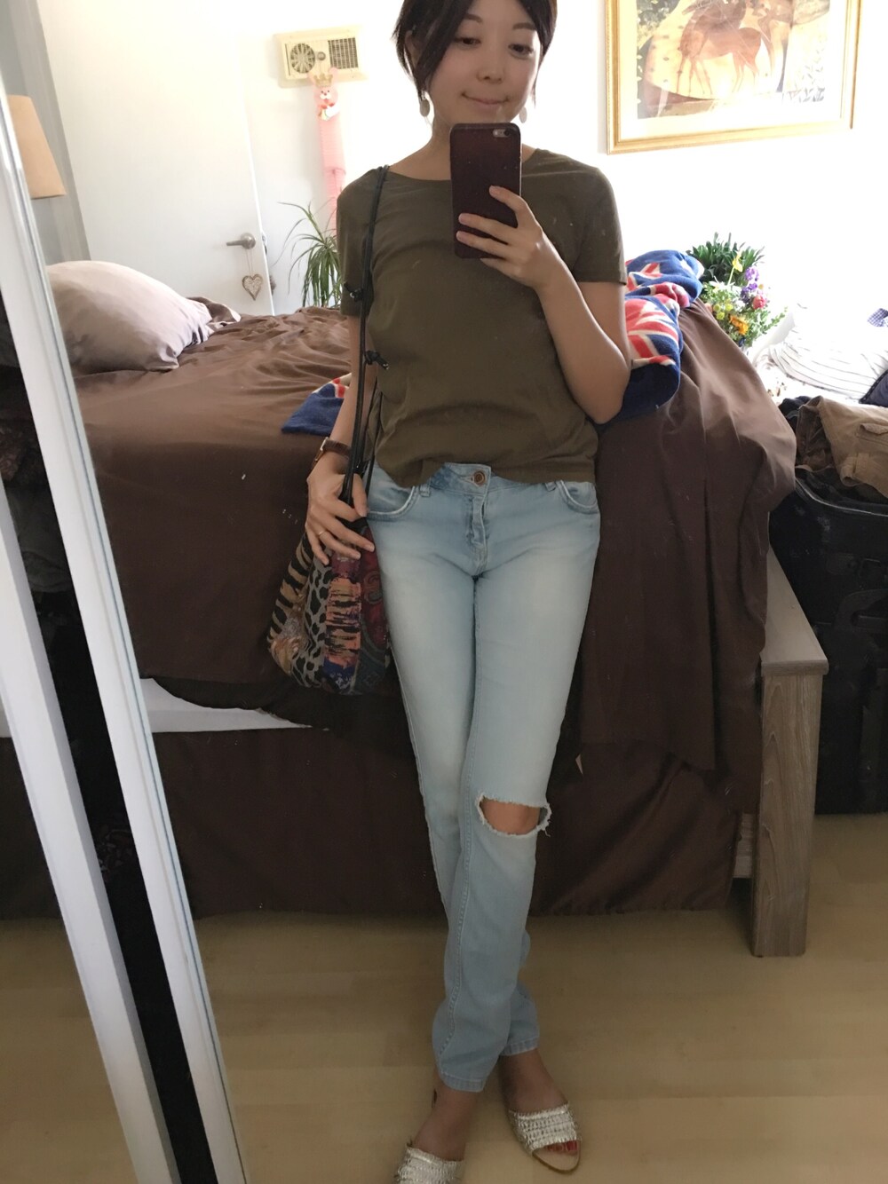 「夏、大人カジュアル、denim、プチプラ、古着MIX、ZARA、vintage、VINTAGE、summer」｜「ZARAのアイテム（デニムパンツ、ブルー系）」を使った、Gummy Gabさん（レディース・155cm）の夏コーディネートの1枚目の写真