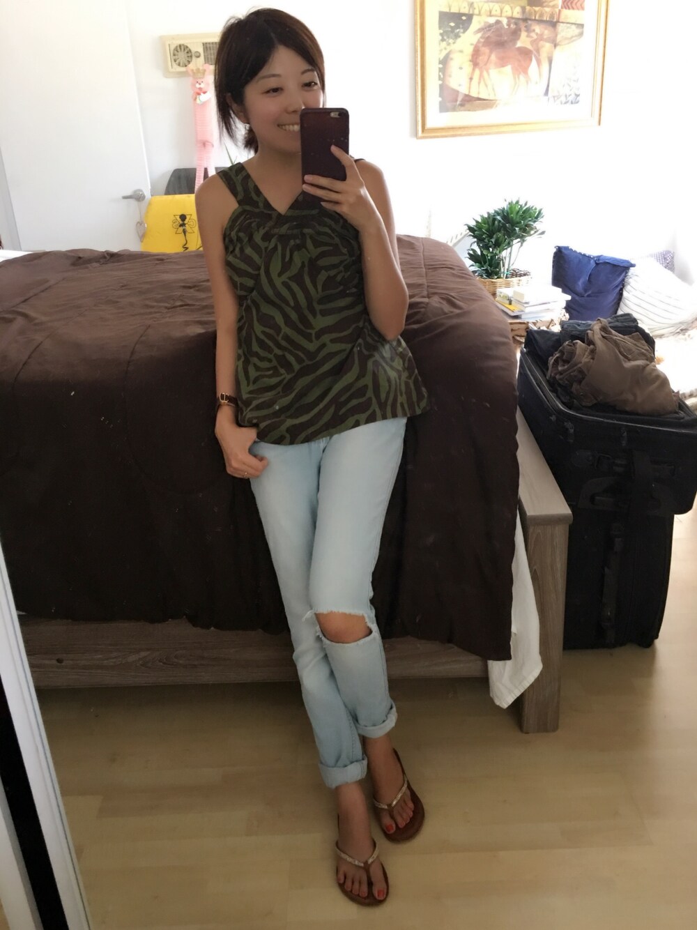 「シンプルコーデ、大人カジュアル、きれいめカジュアル、デニムパンツ、夏コーデ、vintage、VINTAGE、denim、ZARA、プチプラ」｜「ZARAのアイテム（デニムパンツ、ブルー系）」を使った、Gummy Gabさん（レディース・155cm）の夏コーディネートの1枚目の写真