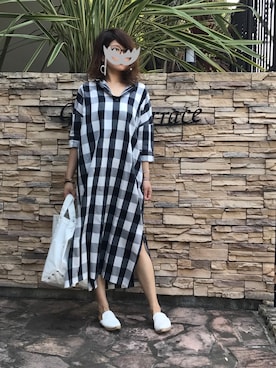 「HELIOPOLE（エリオポール）のアイテム（ワンピース/ドレス）」を使った、micoさん（レディース・157cm）の夏コーディネート