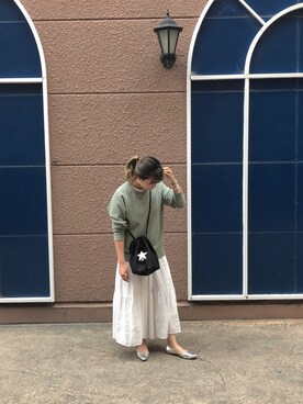 「UNIQLO（ユニクロ）のアイテム（Sweatshirt、グリーン系）」を使った、hinataさん（レディース・155cm）の秋コーディネート