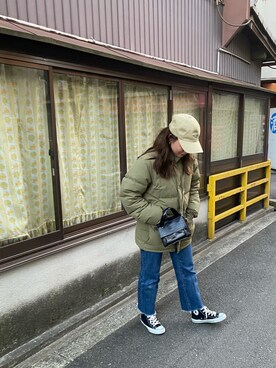 「THE NORTH FACE（ザノースフェイス）のアイテム（Outerwear、グリーン系）」を使った、hinataさん（レディース・155cm）の冬コーディネート