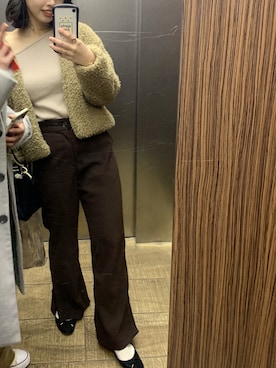 「GU（ジーユー）のアイテム（ブルゾン、ベージュ系）」を使った、neneさん（レディース）の冬コーディネート