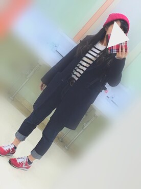 「school」｜「アイテム（チェスターコート）」を使った、miniさん（レディース・155cm）の秋コーディネート