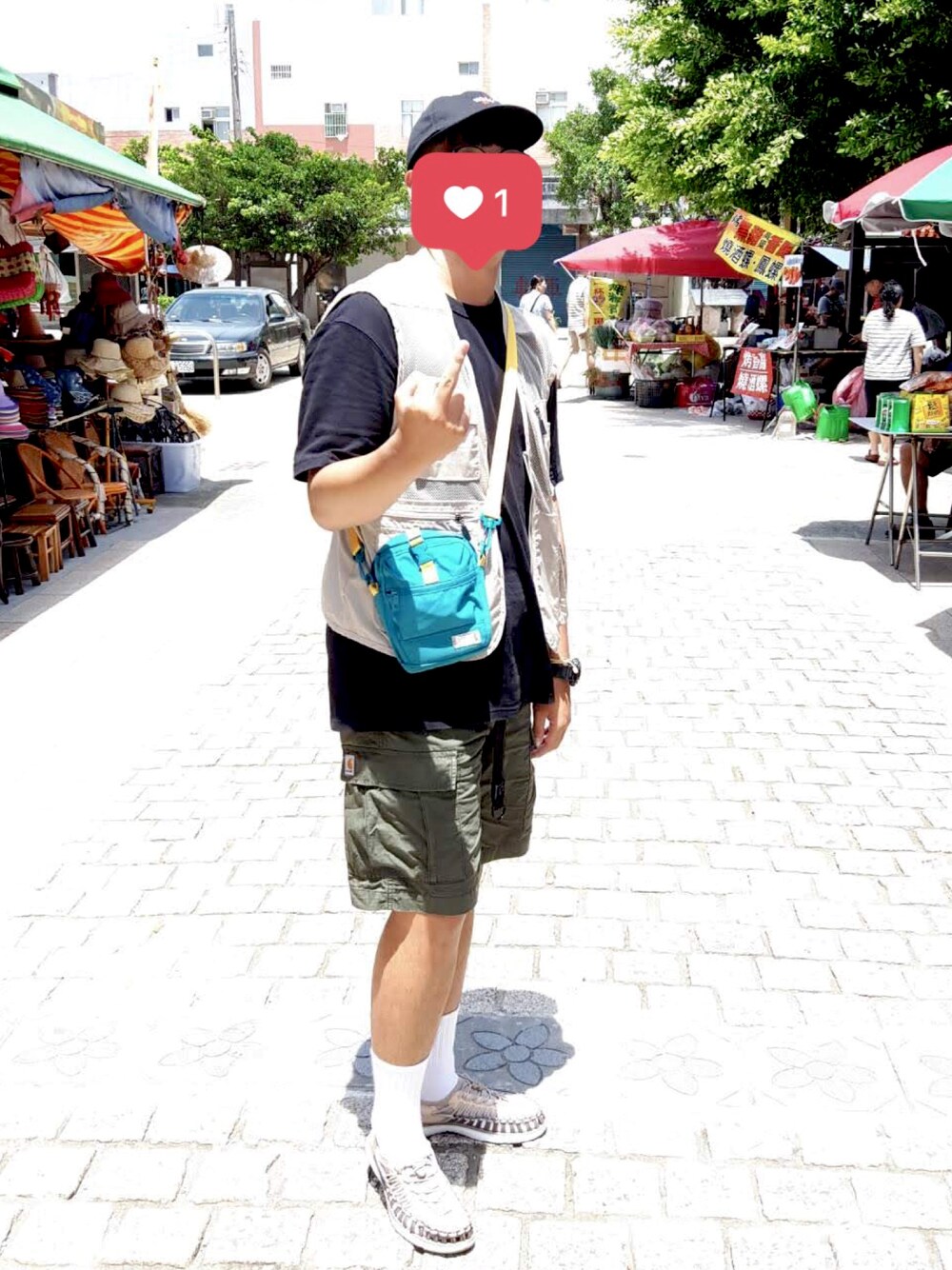 「ootd、夏、球鞋、休閒」｜「KEENのアイテム（サンダル、ベージュ系）」を使った、jasonkaiiiiさん（メンズ・180cm）の夏コーディネートの1枚目の写真